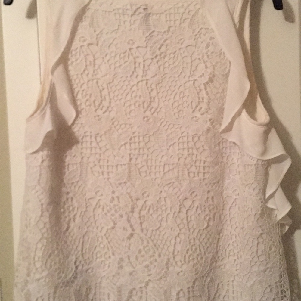 Lauren Conrad White Crochet Shirt Women’s Size S